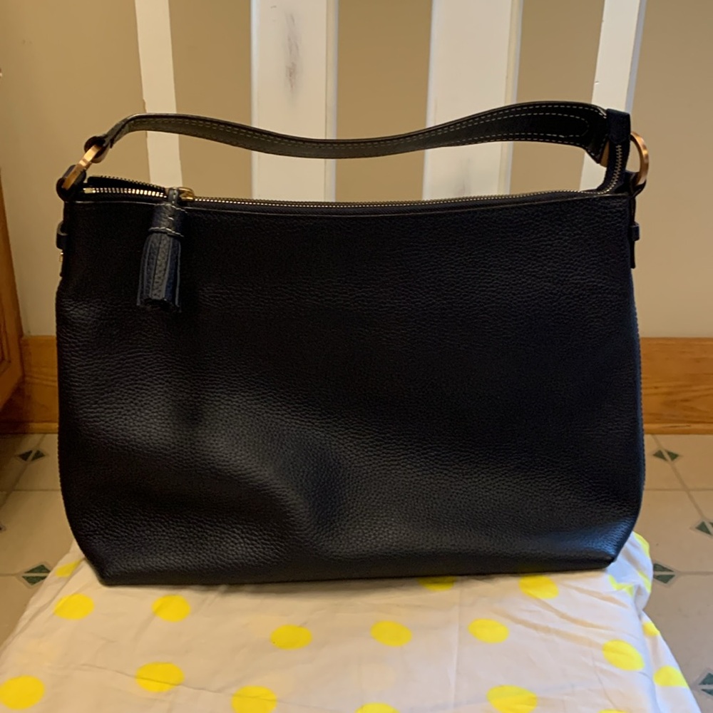 Boden Navy Leather Shoulder Bag